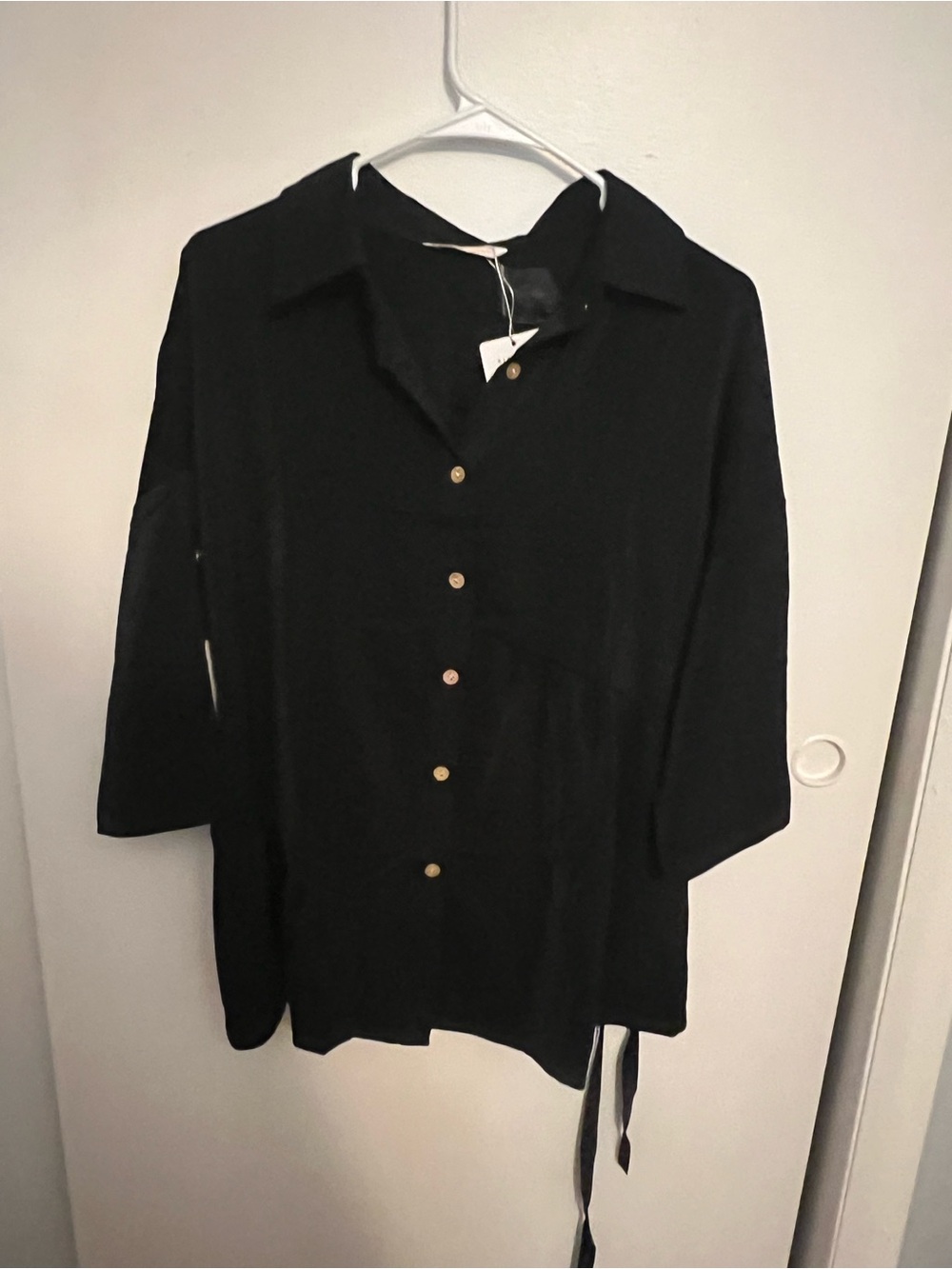 Relaxed Black Button-Down Shirt with matching pants